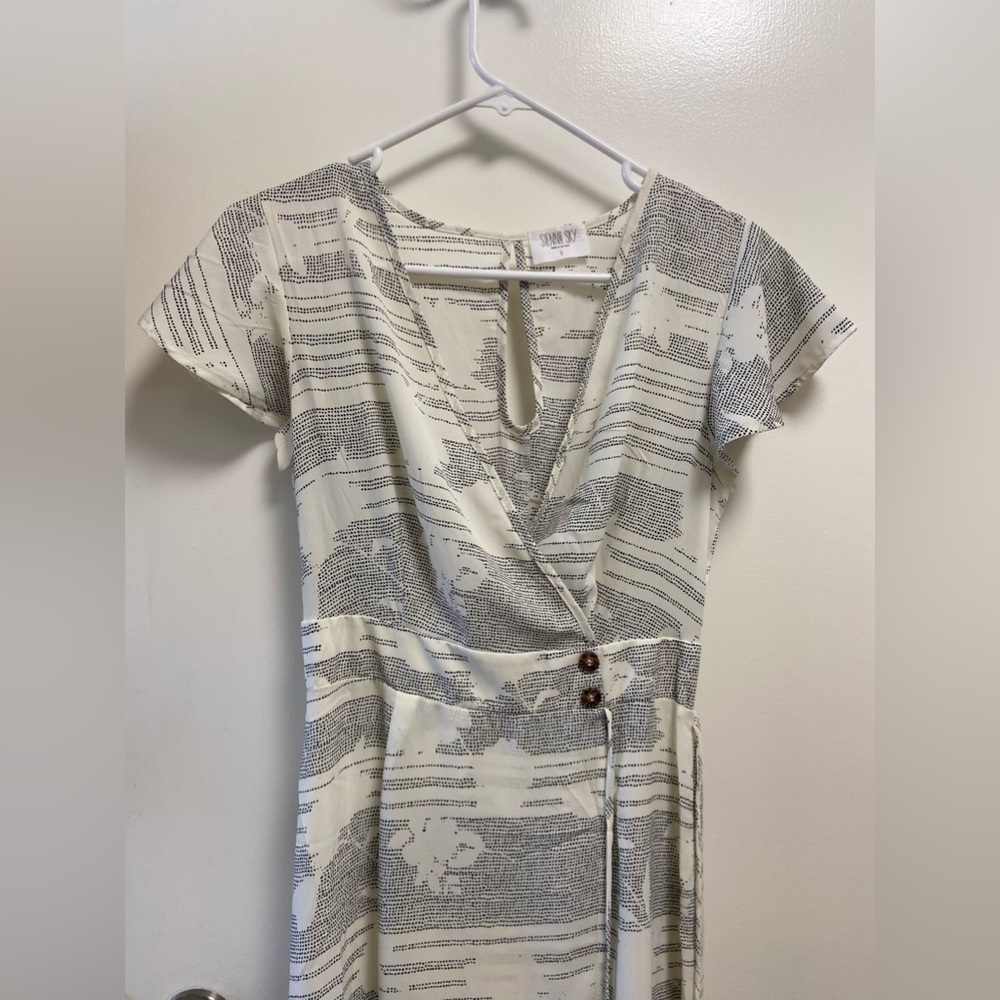 Sienna Sky small dress striped white midi wrap dress